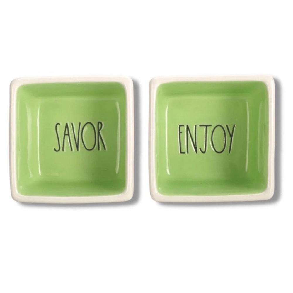 Rae Dunn square bowl set savor and enjoy